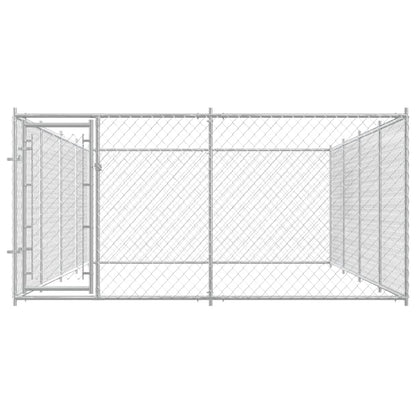 Dog Kennel Silver Galvanized Steel Large Dog Kennel Rectangular
