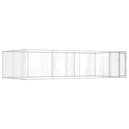 Dog Kennel Silver Galvanized Steel Large Dog Kennel Rectangular