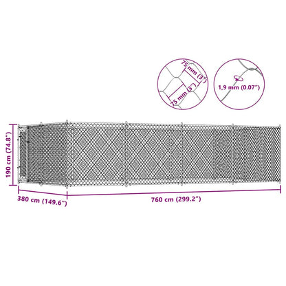 Dog Kennel Silver Galvanized Steel Large Dog Kennel Rectangular