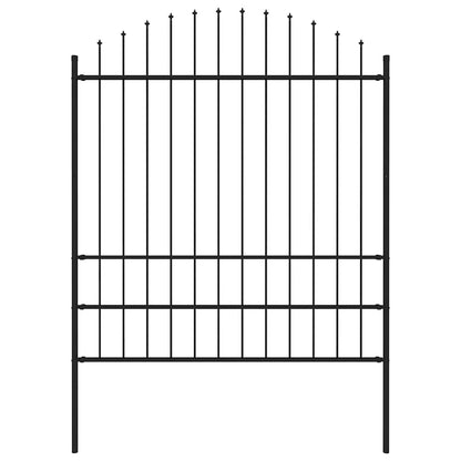 Garden Fence with Spear Top Steel 71.3"x78.7" Black