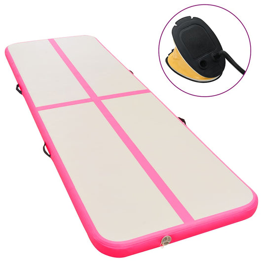 Inflatable Gymnastics Mat with Pump 400x100x10 cm PVC Pink