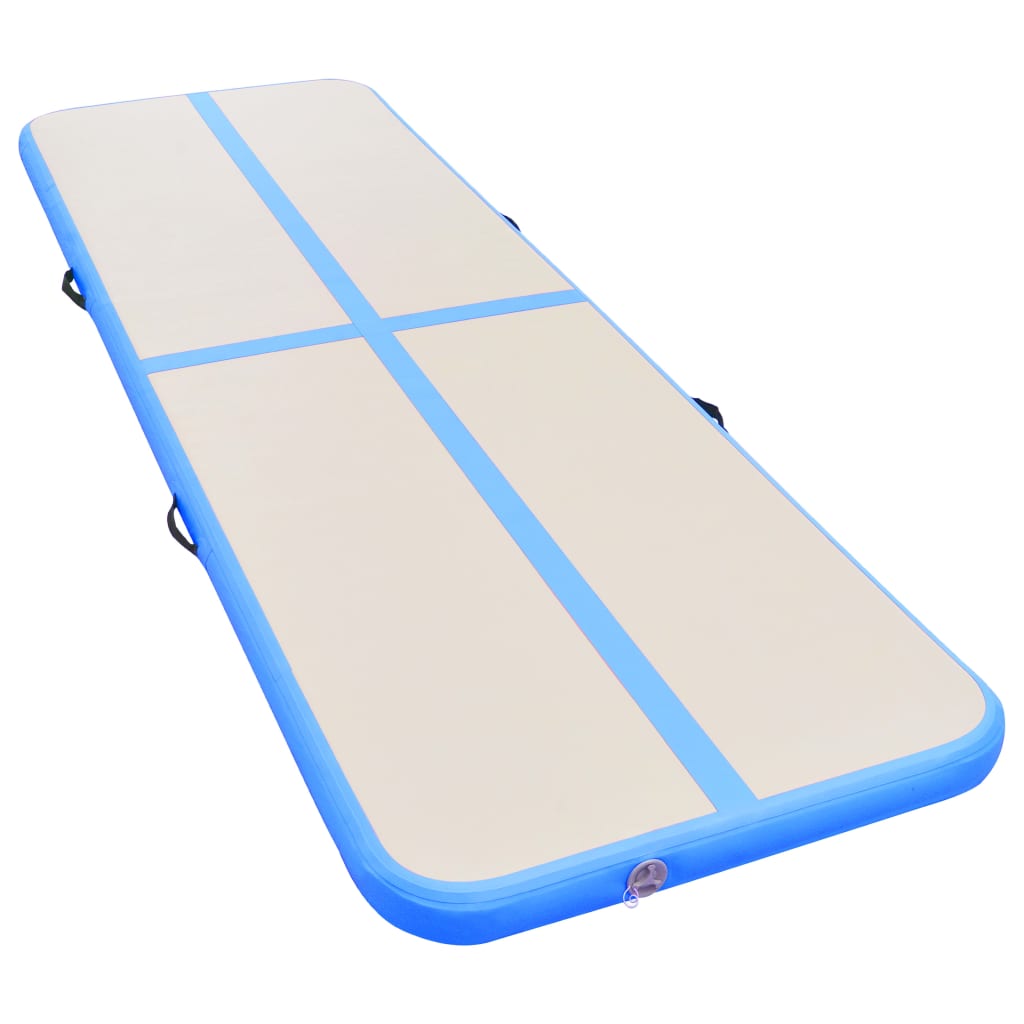 Inflatable Gymnastics Mat with Pump 400x100x10 cm PVC Blue