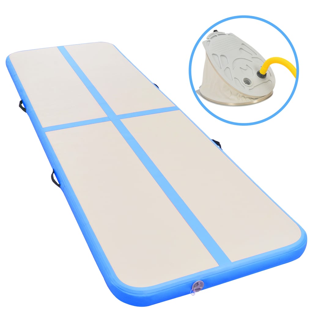 Inflatable Gymnastics Mat with Pump 800x100x10 cm PVC Blue