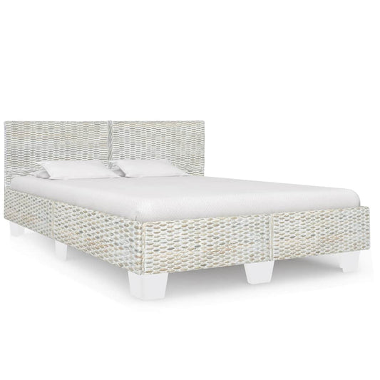 Bed Frame without Mattress Grey Natural Rattan 160x200 cm