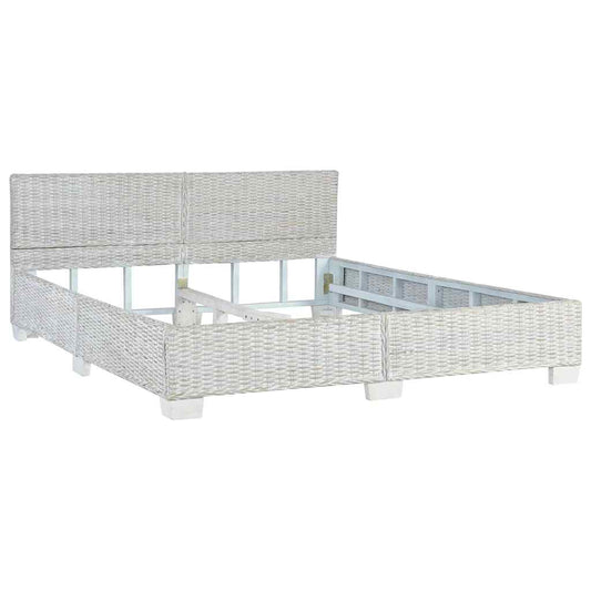 Bed Frame without Mattress Grey Natural Rattan 160x200 cm
