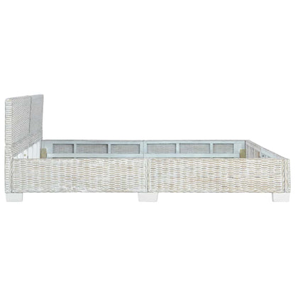 Bed Frame without Mattress Grey Natural Rattan 180x200 cm Super King