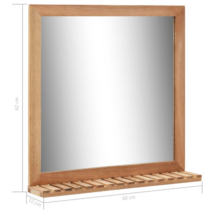 Bathroom Mirror 23.6"x4.7"x24.4" Solid Wood Walnut