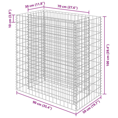 Gabion Raised Bed Silver Galvanized Steel 35.4x19.7x39.4 in