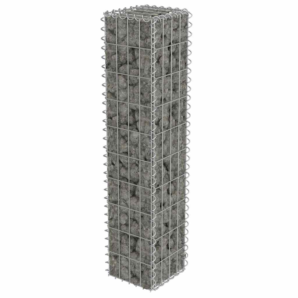 Gabion Wall with Covers Galvanised Steel 20x20x100 cm