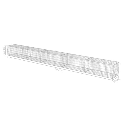 Gabion Wall with Covers Galvanized Steel 236"x19.7"x19.7"
