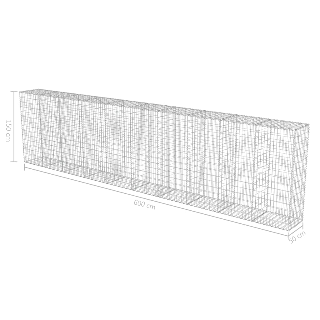 Gabion Wall with Covers Galvanized Steel 236"x19.7"x59"