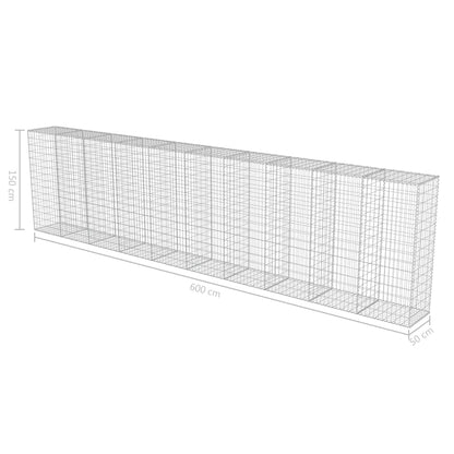 Gabion Wall with Covers Galvanized Steel 236"x19.7"x59"