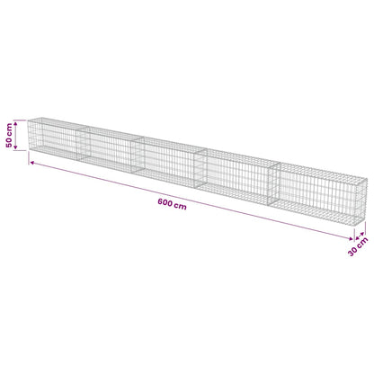 Gabion Wall with Covers Galvanised Steel 600x30x50 cm