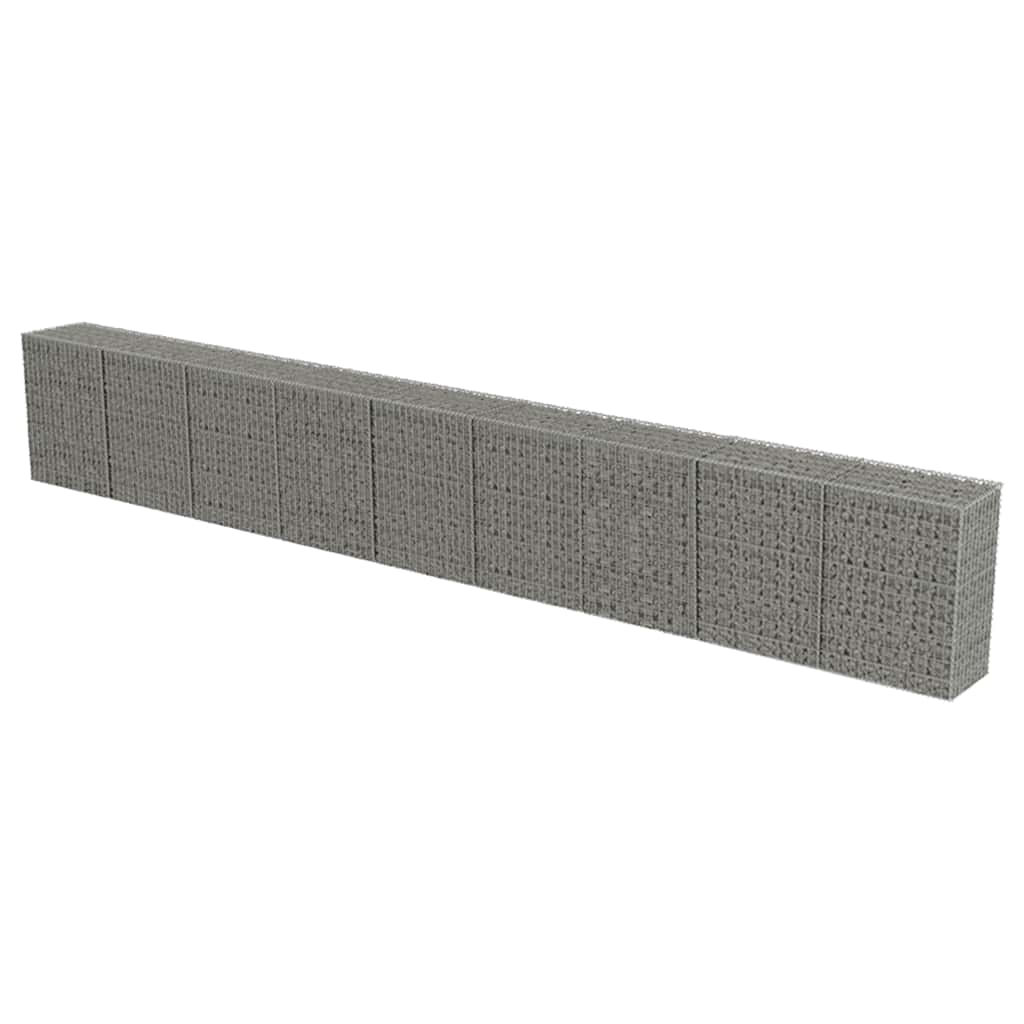 Gabion Wall with Covers Galvanized Steel 354"x19.7"x39.4