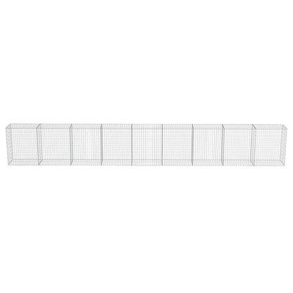 Gabion Wall with Covers Galvanized Steel 354"x19.7"x39.4