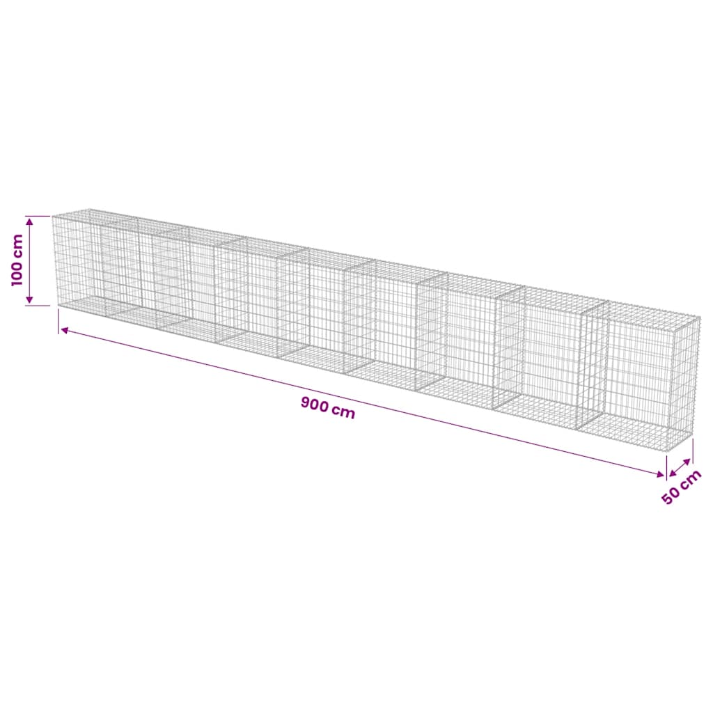 Gabion Wall with Covers Galvanized Steel 354"x19.7"x39.4