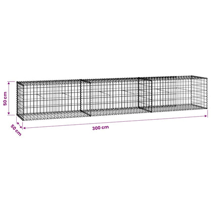 Gabion Wall with Covers Galvanised Steel 300x50x50 cm
