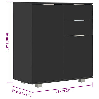 Sideboard | Black | Engineered Wood | 71 x 35 x 80 cm | Sideboard