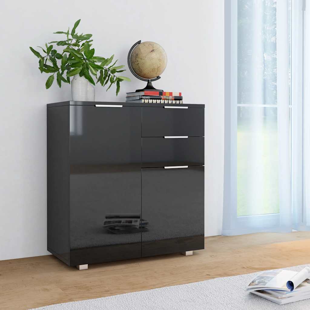 Sideboard | Black | Engineered Wood | 71 x 35 x 80 cm | Sideboard