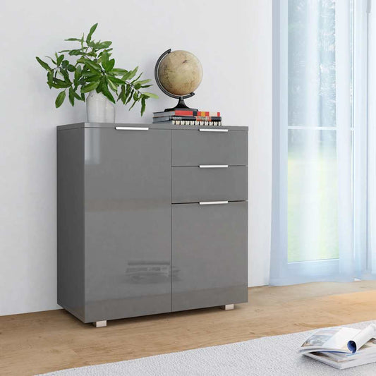 Sideboard | High Gloss Grey | Engineered Wood | Medium | Sideboard