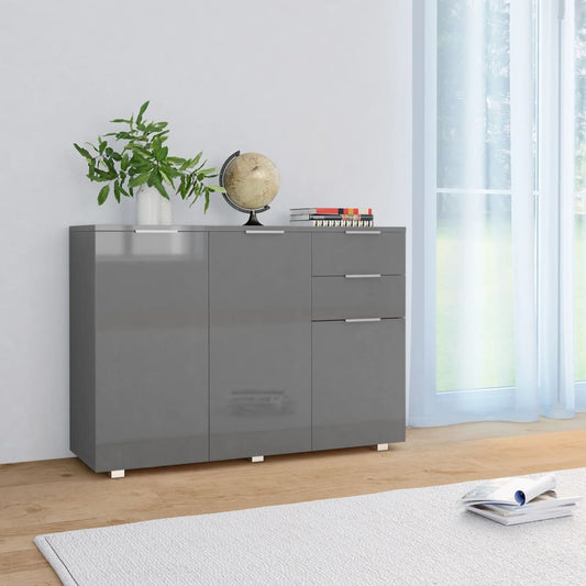 Sideboard | High Gloss Grey | Tough Engineered wood | Medium | Sideboard