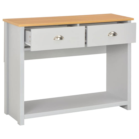 Console Table | Grey, Natural Wood Colour | Engineered wood with melamine