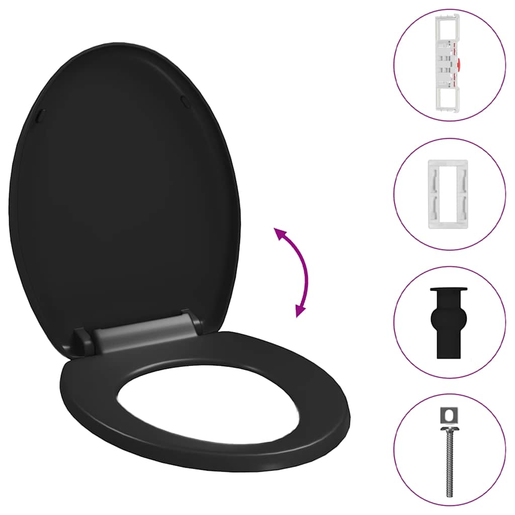 Soft-close Toilet Seat with Quick-release Design Black