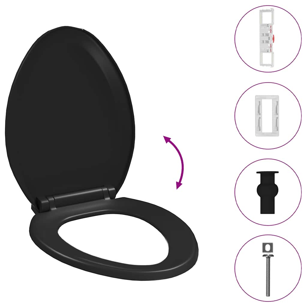 Soft-close Toilet Seat with Quick-release Design Black