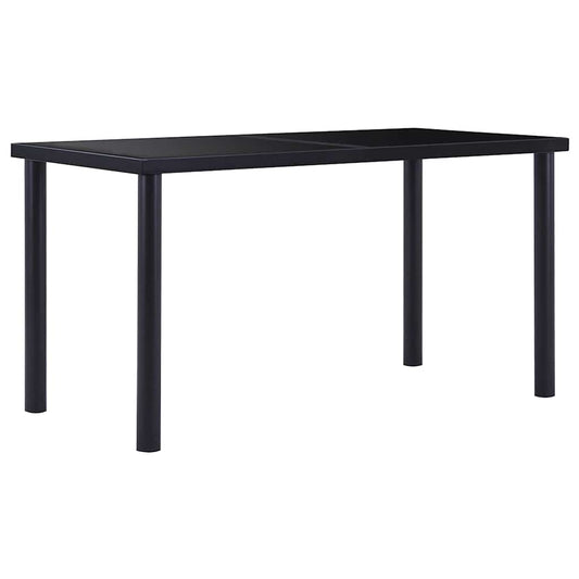 Dining Table | Black | Tempered Glass, Powder-Coated Metal | 140 x 70 cm