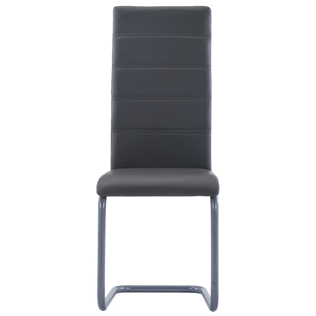 Cantilever Dining Chairs 4 pcs Gray Faux Leather