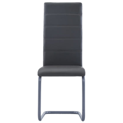Cantilever Dining Chairs 4 pcs Gray Faux Leather