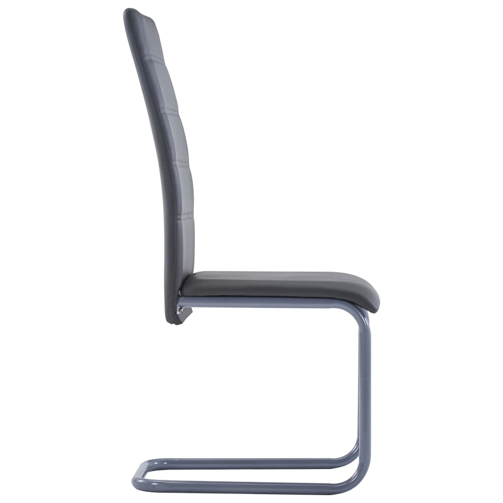 Cantilever Dining Chairs 4 pcs Gray Faux Leather