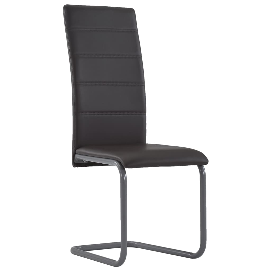 Cantilever Dining Chairs 2 pcs Brown Faux Leather