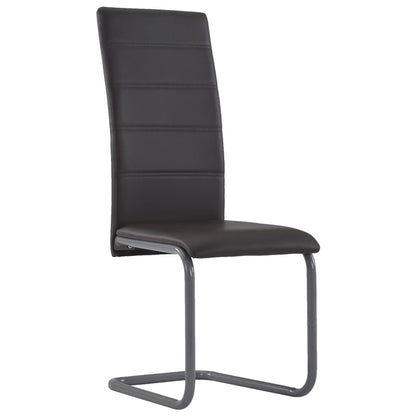 Cantilever Dining Chairs 2 pcs Brown Faux Leather