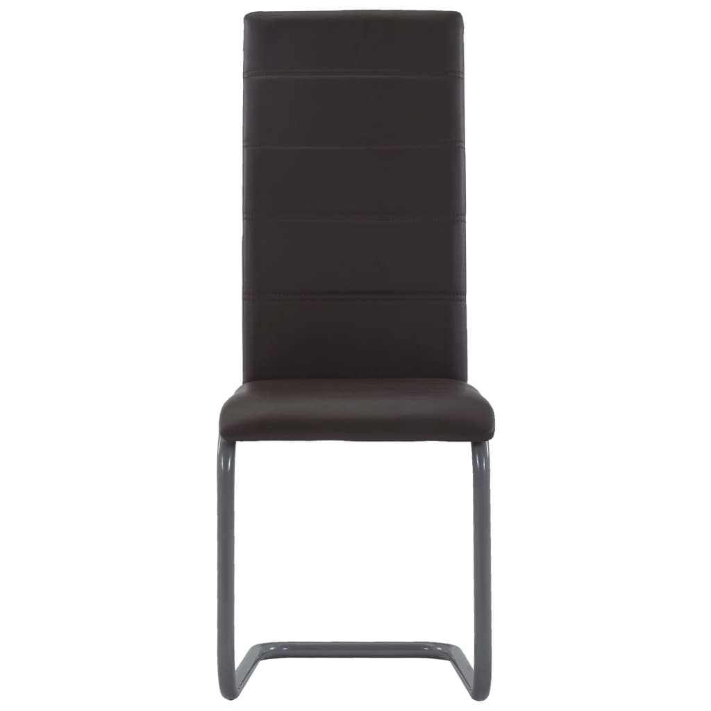 Cantilever Dining Chairs 2 pcs Brown Faux Leather