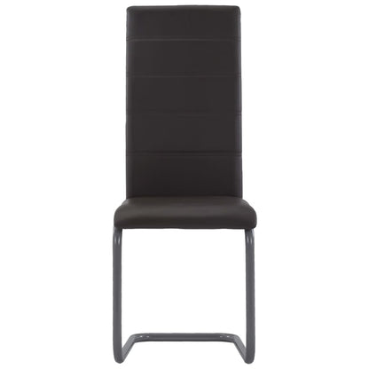 Cantilever Dining Chairs 2 pcs Brown Faux Leather