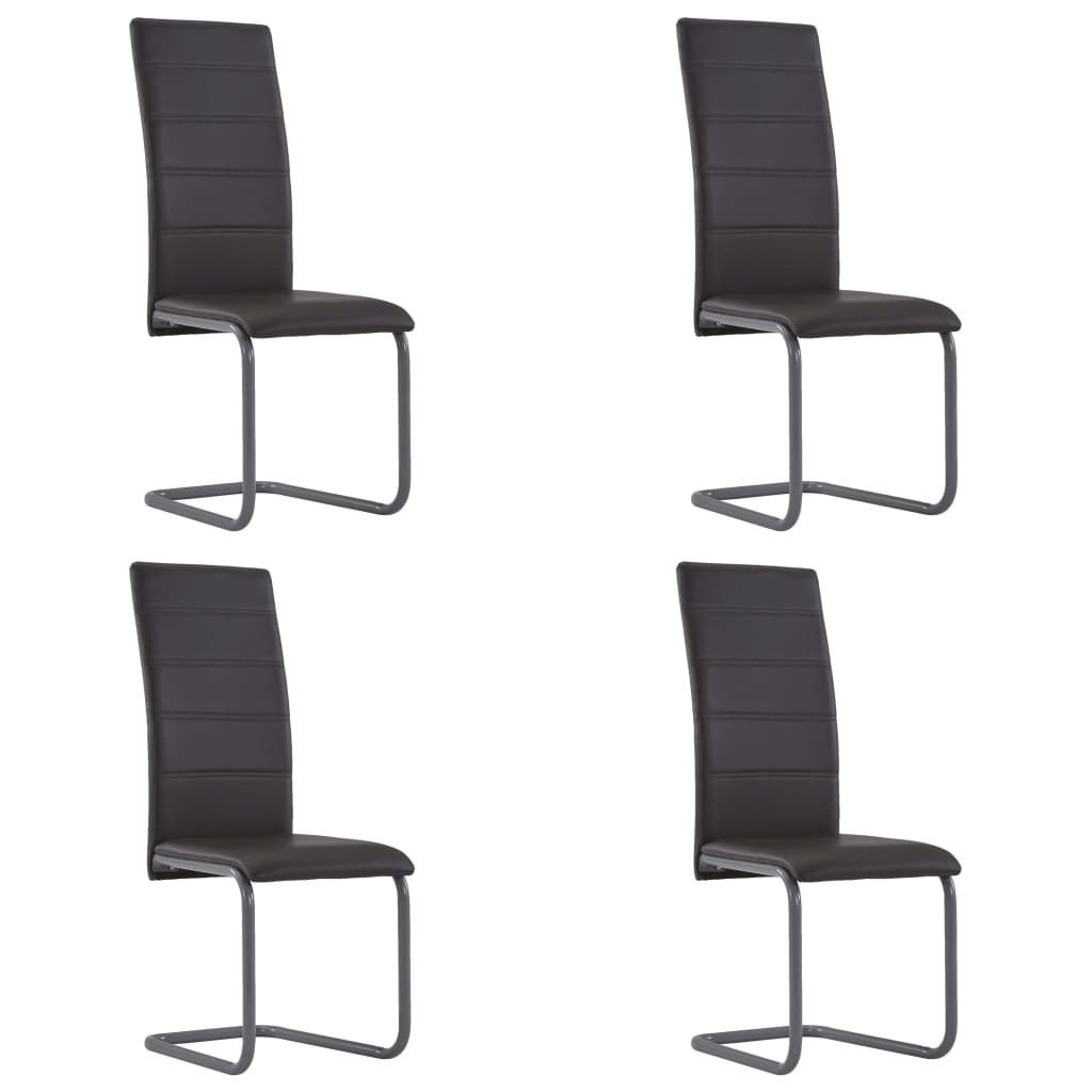 Cantilever Dining Chairs 4 pcs Brown Faux Leather