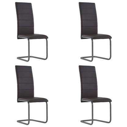 Cantilever Dining Chairs 4 pcs Brown Faux Leather