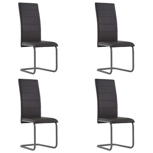 Cantilever Dining Chairs 4 pcs Brown Faux Leather