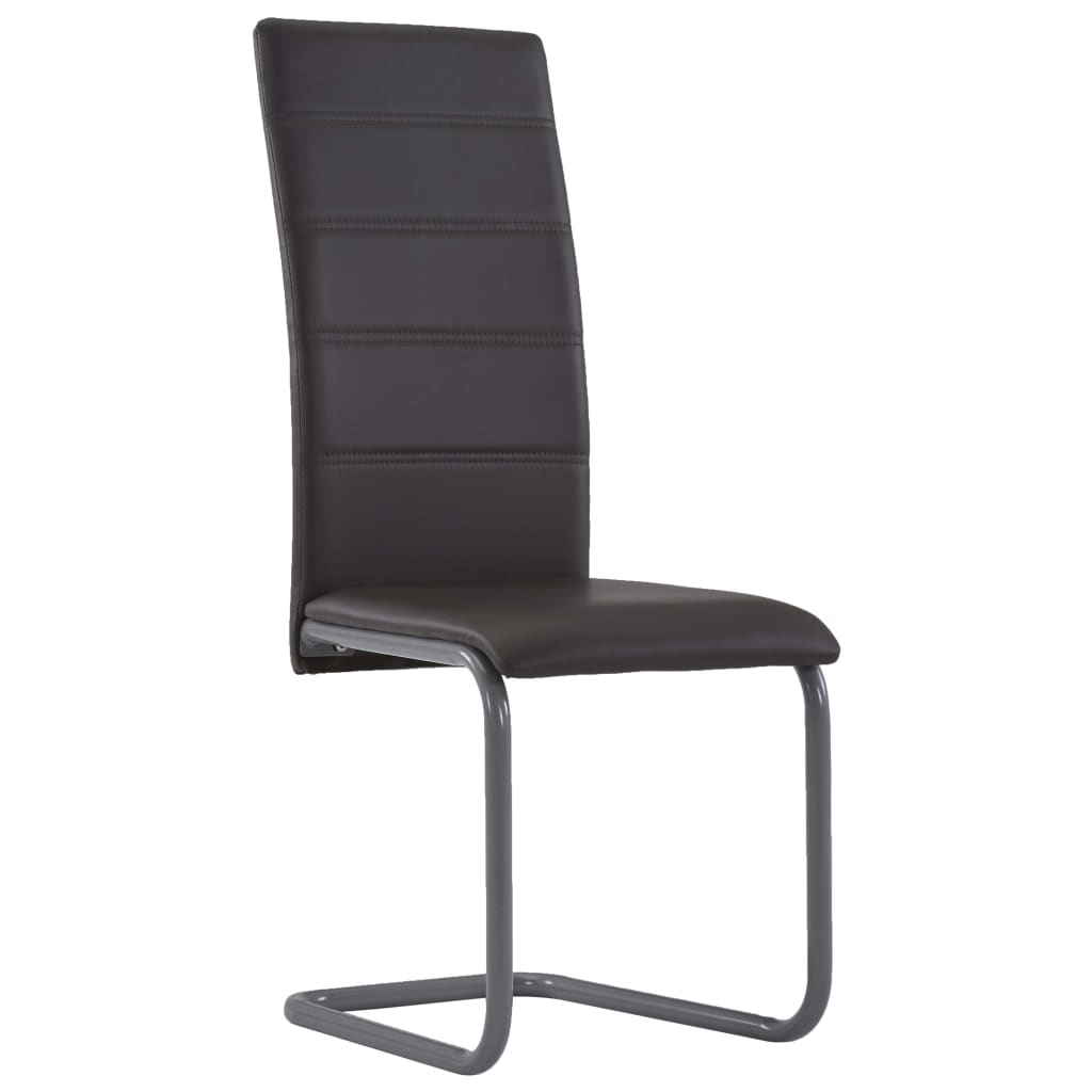 Cantilever Dining Chairs 4 pcs Brown Faux Leather