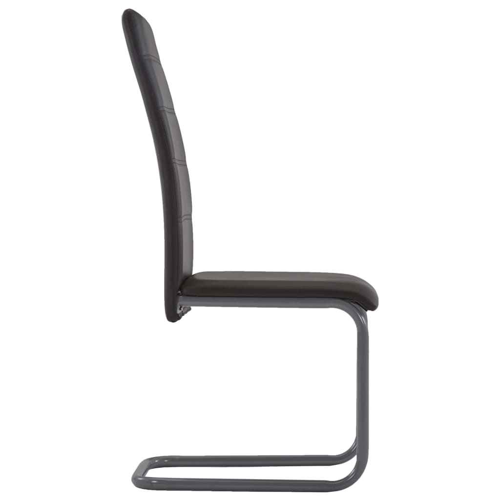 Cantilever Dining Chairs 4 pcs Brown Faux Leather