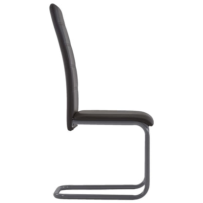 Cantilever Dining Chairs 4 pcs Brown Faux Leather