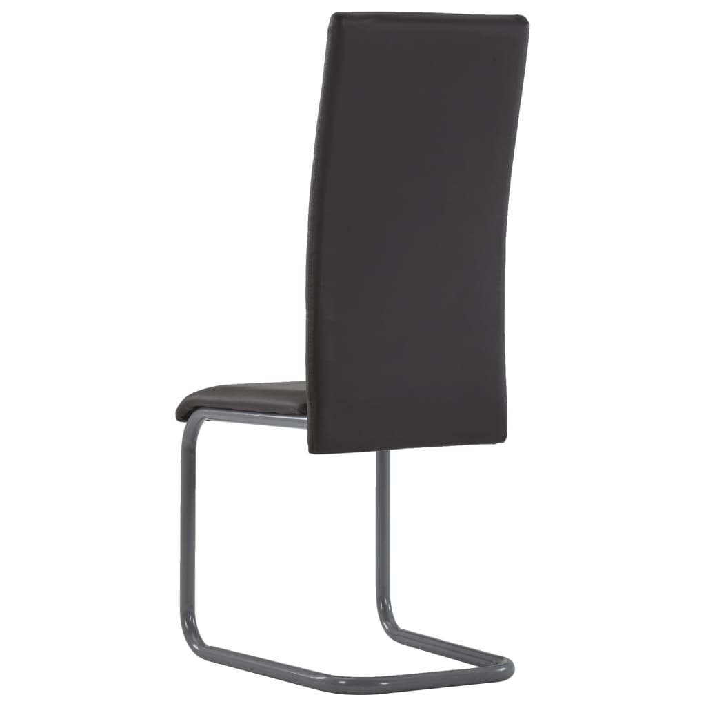Cantilever Dining Chairs 4 pcs Brown Faux Leather