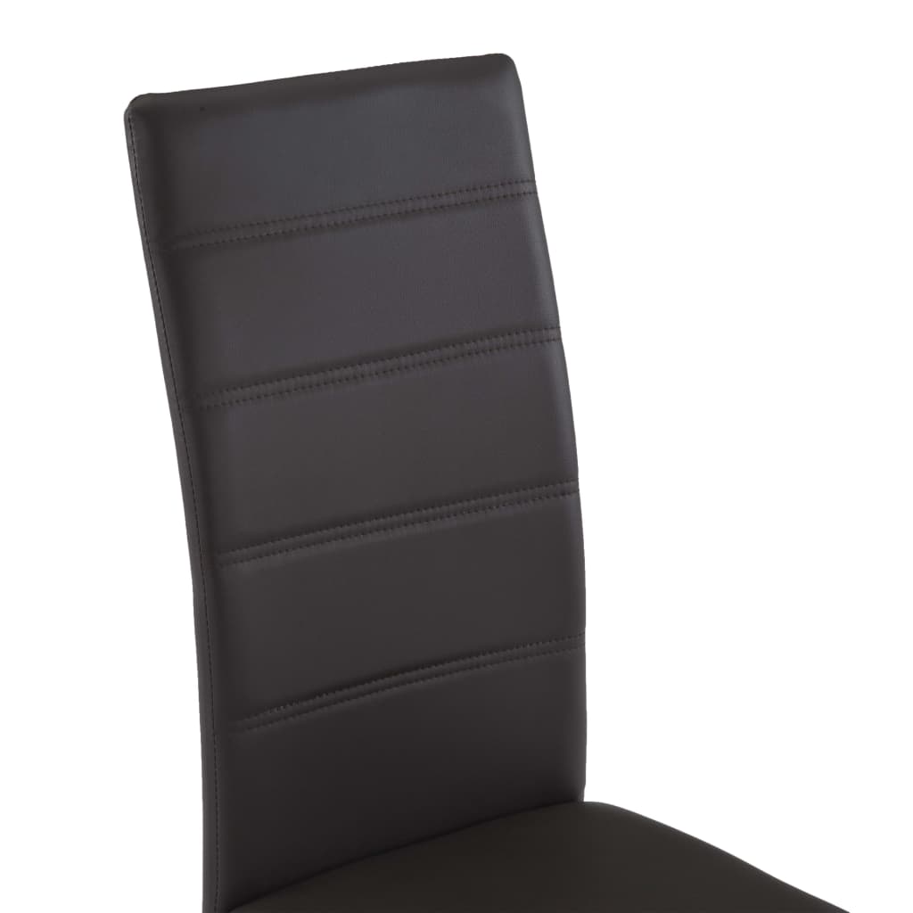 Cantilever Dining Chairs 4 pcs Brown Faux Leather