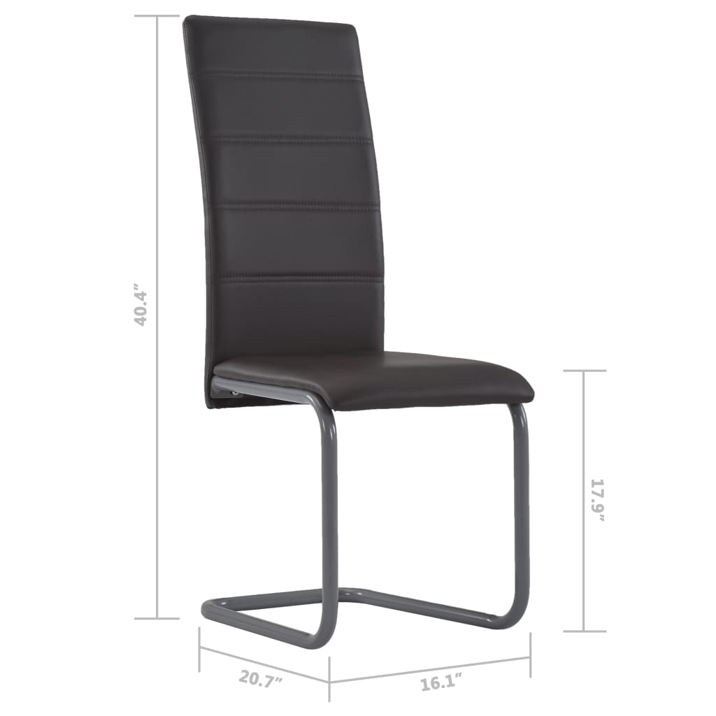Cantilever Dining Chairs 4 pcs Brown Faux Leather