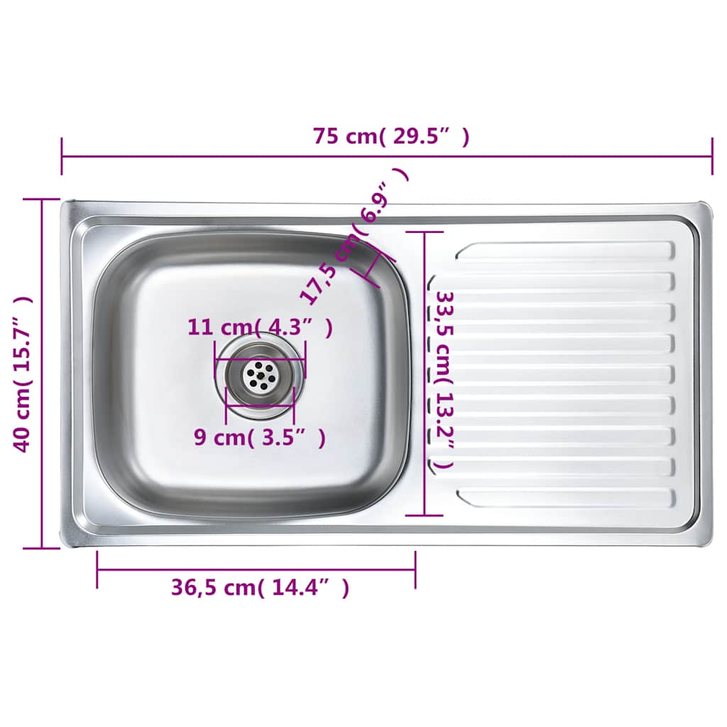 Kitchen Sink with Strainer Stainless Steel