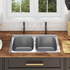 Kitchen Sink Double Basin with Strainer & Trap Stainless Steel