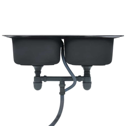 Kitchen Sink Double Basin with Strainer Stainless Steel