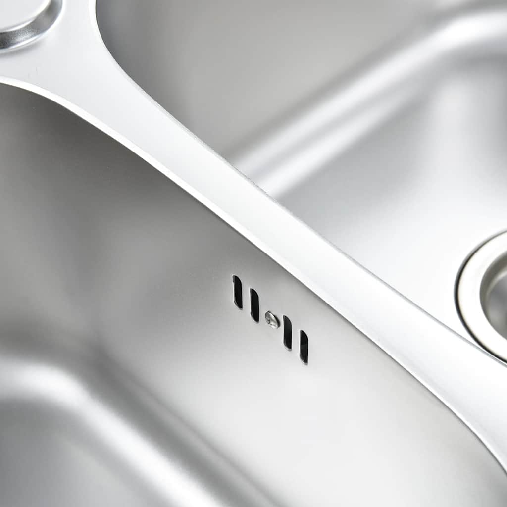 Kitchen Sink Double Basin with Strainer Stainless Steel