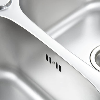 Kitchen Sink Double Basin with Strainer Stainless Steel